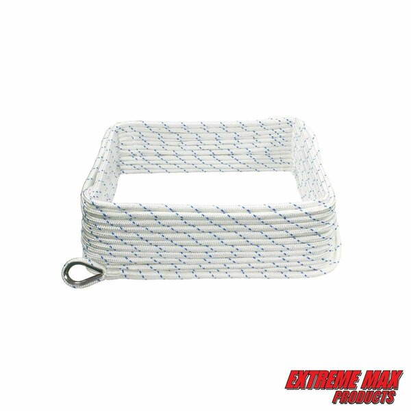 Extreme Max Extreme Max 3006.2502 BoatTector Double Braid Nylon Anchor Line w Thimble-3/8" x 200' w/ Blue Tracer 3006.2502